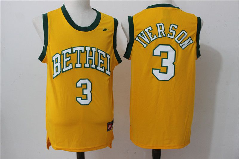 Men Philadelphia 76ers #3 Iverson Yellow Nike NBA Jersey->philadelphia 76ers->NBA Jersey